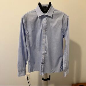Tommy Hilfiger Mens Dress Shirt Slim Fit Non Iron 16 34/35 Solid Blue Color